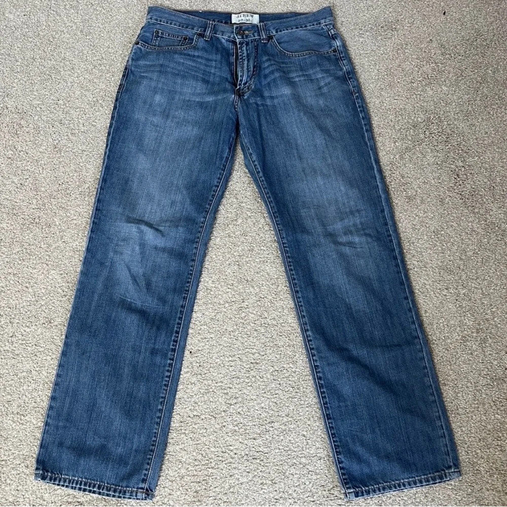 J. Crew Blue Straight-Leg Jeans with Classic Indigo Wash 33x32 100% cotton